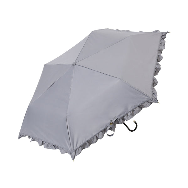 遮光クラシックフリル 折りたたみ傘 50cm グレー（晴雨兼用）