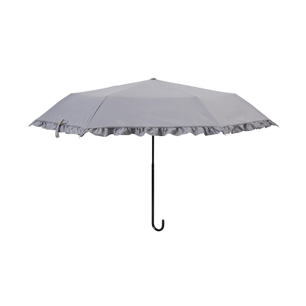 遮光クラシックフリル 折りたたみ傘 50cm グレー（晴雨兼用）