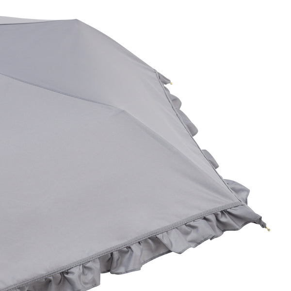 遮光クラシックフリル 折りたたみ傘 50cm グレー（晴雨兼用）