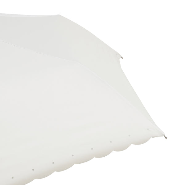 遮光シルバーリボンハート 折りたたみ傘 50cm オフホワイト（晴雨兼用）
