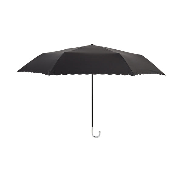 遮光シルバーリボンハート 折りたたみ傘 50cm ブラック（晴雨兼用）