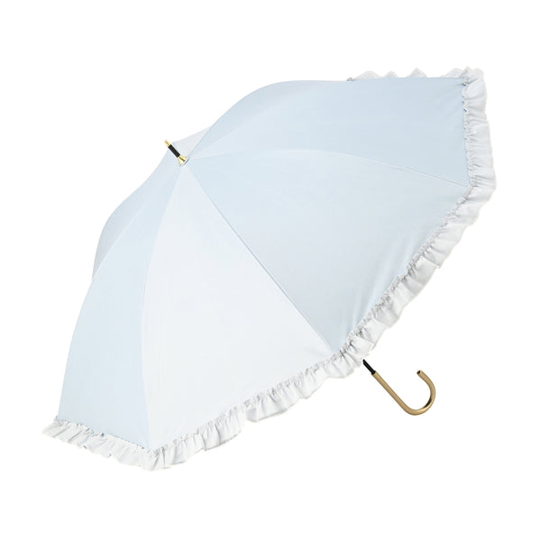 遮光オーガンジーフリル 長傘 55cm グレー（晴雨兼用）