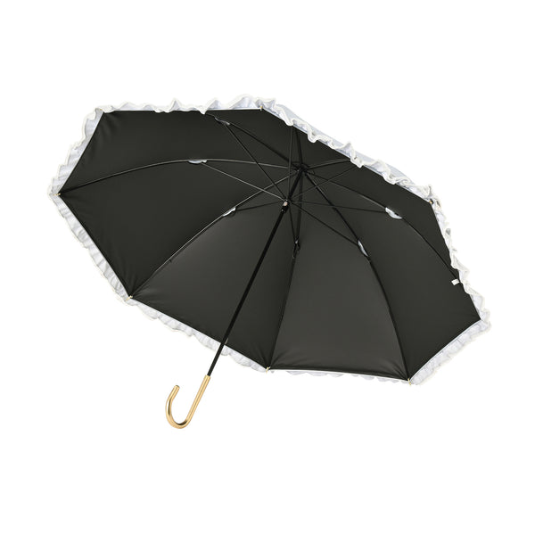 遮光オーガンジーフリル 長傘 55cm グレー（晴雨兼用）