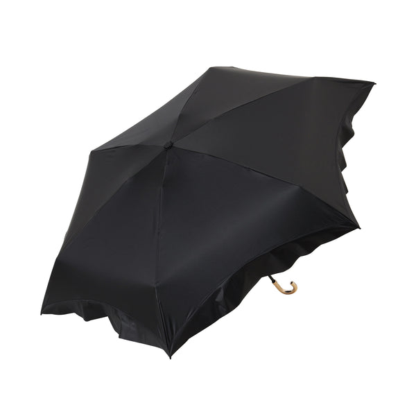 遮光コンパクトフリル 折りたたみ傘 50cm ブラック（晴雨兼用）