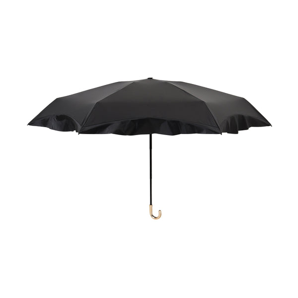 遮光コンパクトフリル 折りたたみ傘 50cm ブラック（晴雨兼用）