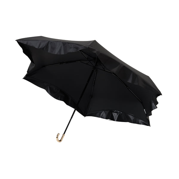 遮光コンパクトフリル 折りたたみ傘 50cm ブラック（晴雨兼用）