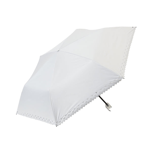 遮光HEAT DOWN ピクセルハート 折りたたみ傘 55cm アイボリー（晴雨兼用）