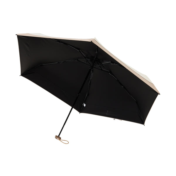 遮光 吸水ポーチ付き切継 折りたたみ傘 50cm アイボリー（晴雨兼用）