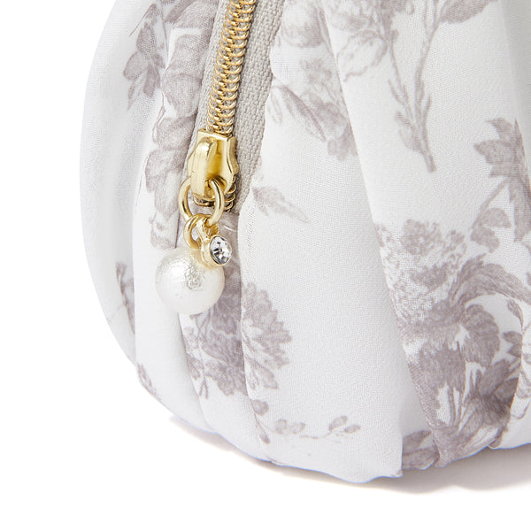 クラシックフラワー ラウンドポーチ ベージュ