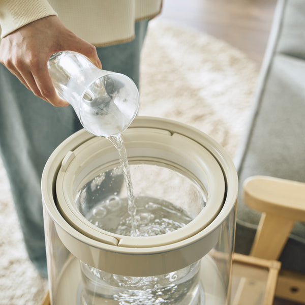 ハイパワーガラススチーム加湿器 GLASS アイボリー