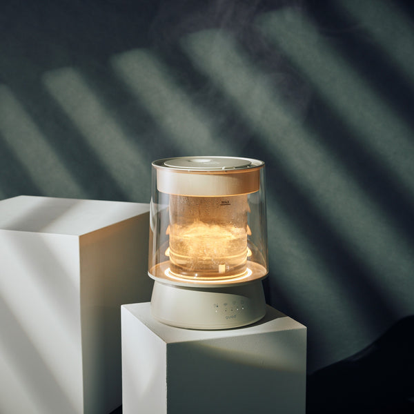 ハイパワーガラススチーム加湿器 GLASS アイボリー