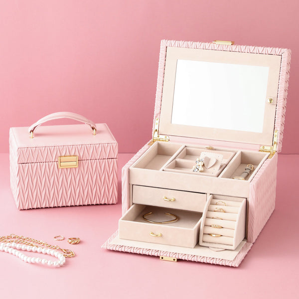 【EC限定・アウトレット品】エンボス ジュエリーボックス L ピンク