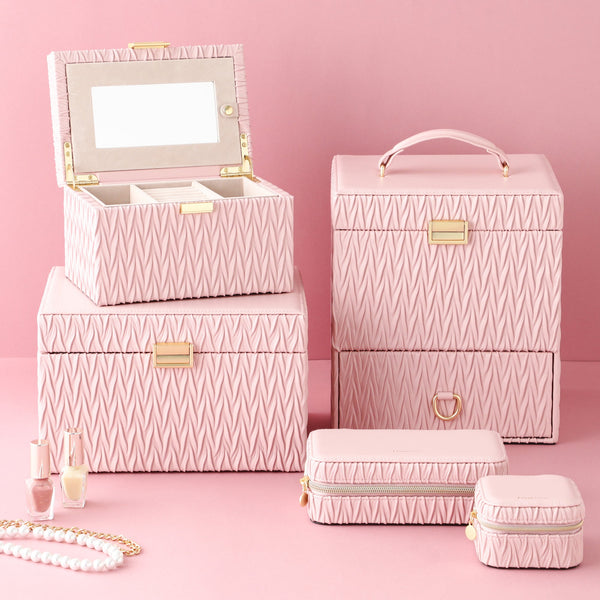 【EC限定・アウトレット品】エンボス ジュエリーボックス L ピンク