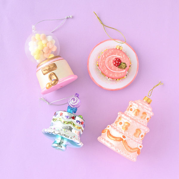 ガラスオーナメント ロールケーキ ピンク