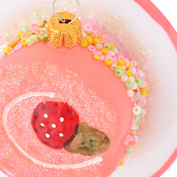 ガラスオーナメント ロールケーキ ピンク