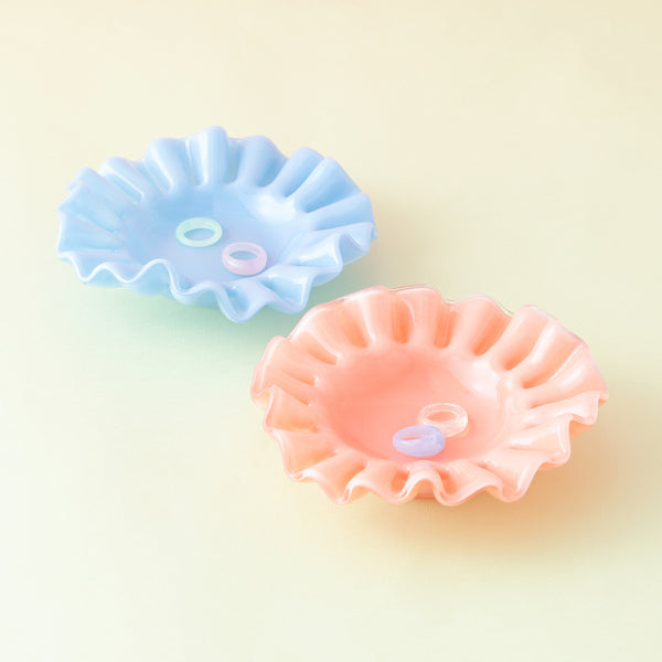 ガラスフリル アクセサリートレイ ブルー