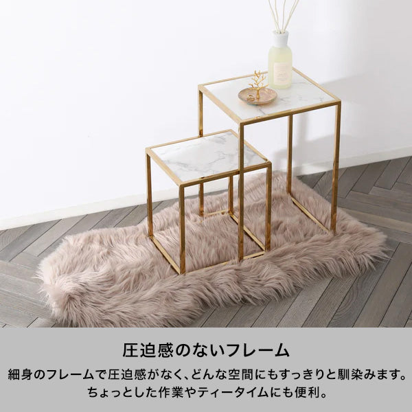 レーヌ ネストテーブル S クリア×ゴールド