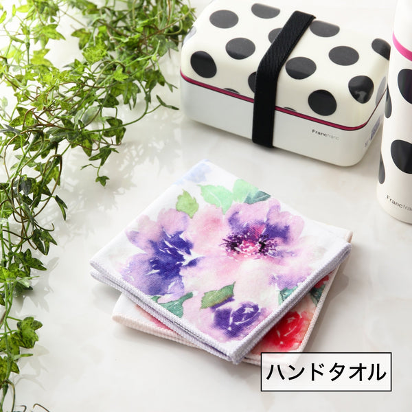 バロット 抗菌防臭ハンカチ 水彩花柄 ブルー