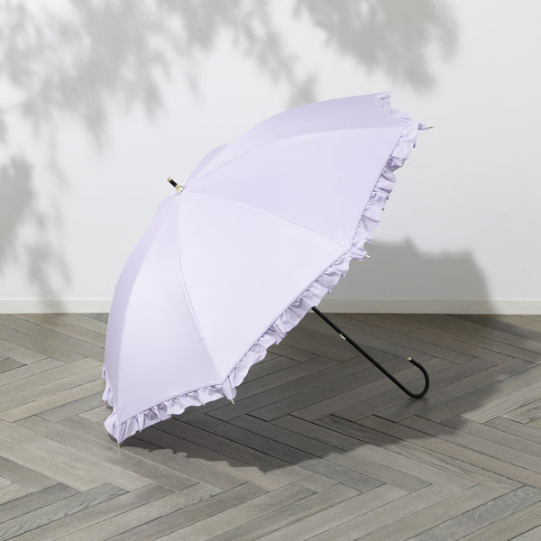 【2024年モデル】遮光 クラシックフリル 長傘 50cm パープル（晴雨兼用）