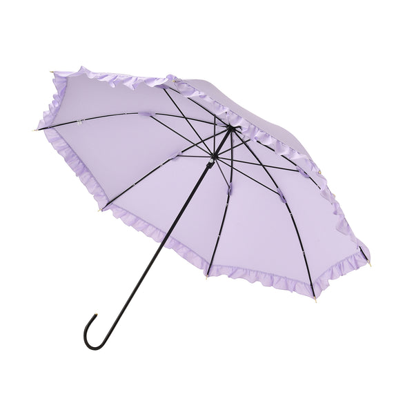 【2024年モデル】遮光 クラシックフリル 長傘 50cm パープル（晴雨兼用）