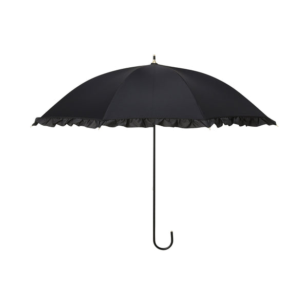 遮光 クラシックフリル 長傘 50cm ブラック（晴雨兼用）