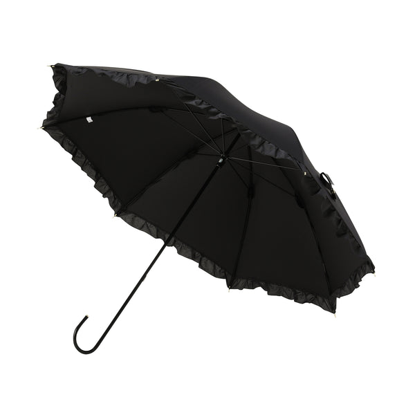 遮光 クラシックフリル 長傘 50cm ブラック（晴雨兼用）